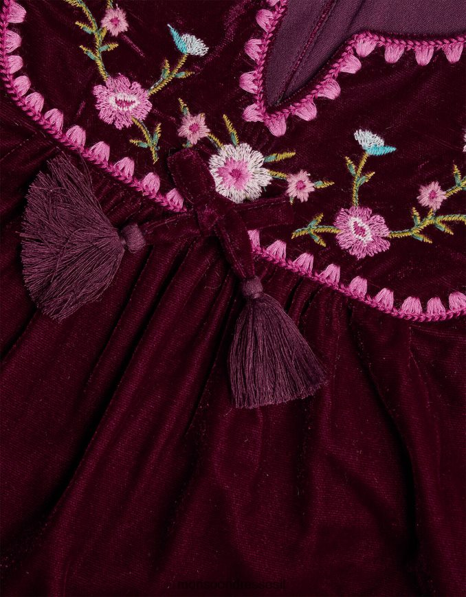 הַלבָּשָׁה Monsoon שמלת חלוק רקומה אדום (בורדו) ילדה HTJ0TZ1629