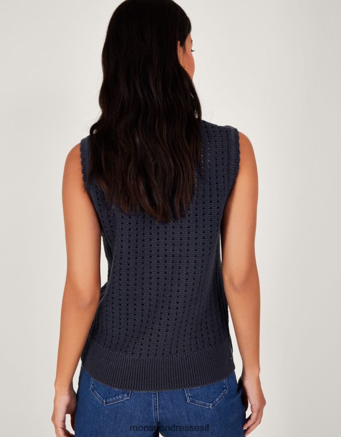 הַלבָּשָׁה Monsoon גופייה סרוגה בתפור כחול (צי) נשים HTJ0TZ162