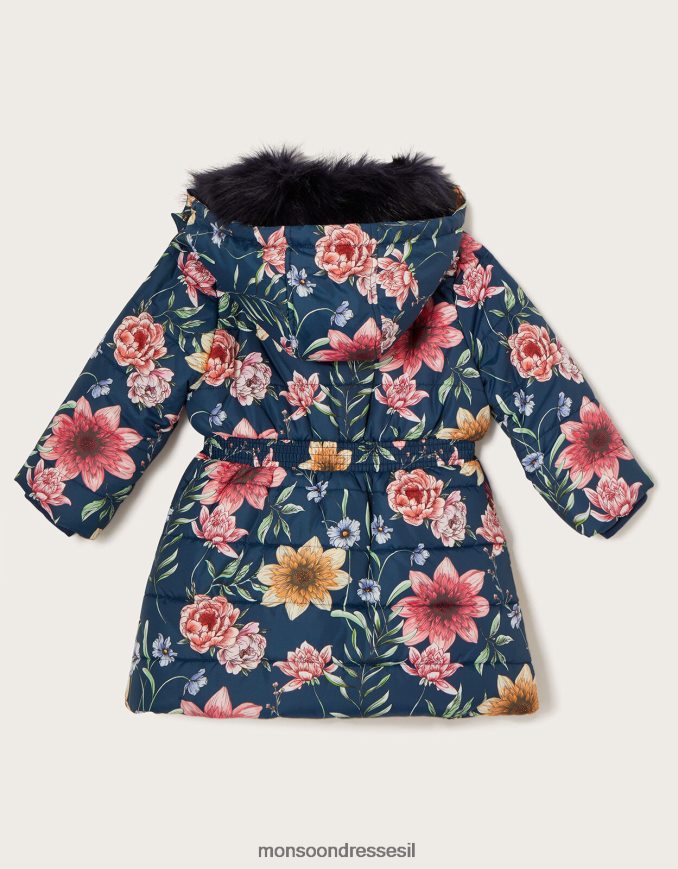 הַלבָּשָׁה Monsoon מעיל מרופד פרחוני מרוכז כחול (צי) ילדה HTJ0TZ1633