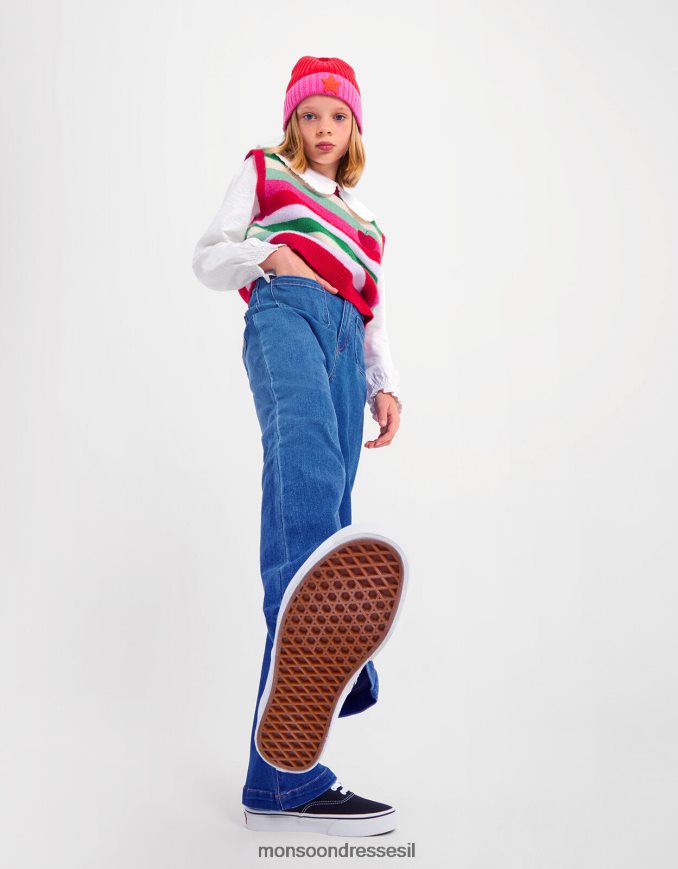 הַלבָּשָׁה Monsoon ג'ינס רקום עם פרט כוכב כְּחוֹל ילדה HTJ0TZ1635