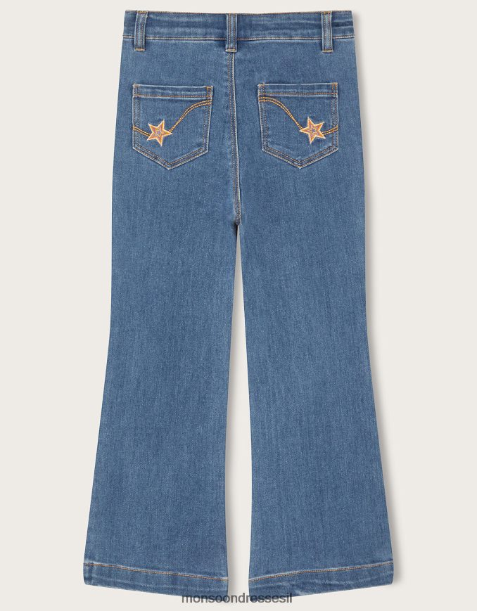 הַלבָּשָׁה Monsoon ג'ינס רקום עם פרט כוכב כְּחוֹל ילדה HTJ0TZ1635