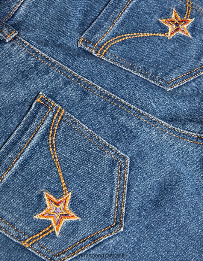 הַלבָּשָׁה Monsoon ג'ינס רקום עם פרט כוכב כְּחוֹל ילדה HTJ0TZ1635