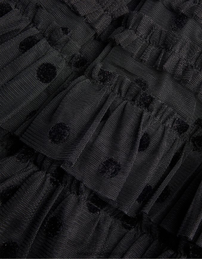 הַלבָּשָׁה Monsoon שמלת רשת נקודתית להקה שָׁחוֹר ילדה HTJ0TZ1637