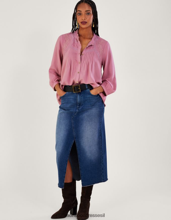 הַלבָּשָׁה Monsoon חולצת פירוט תחרה סגול (לילך) נשים HTJ0TZ163