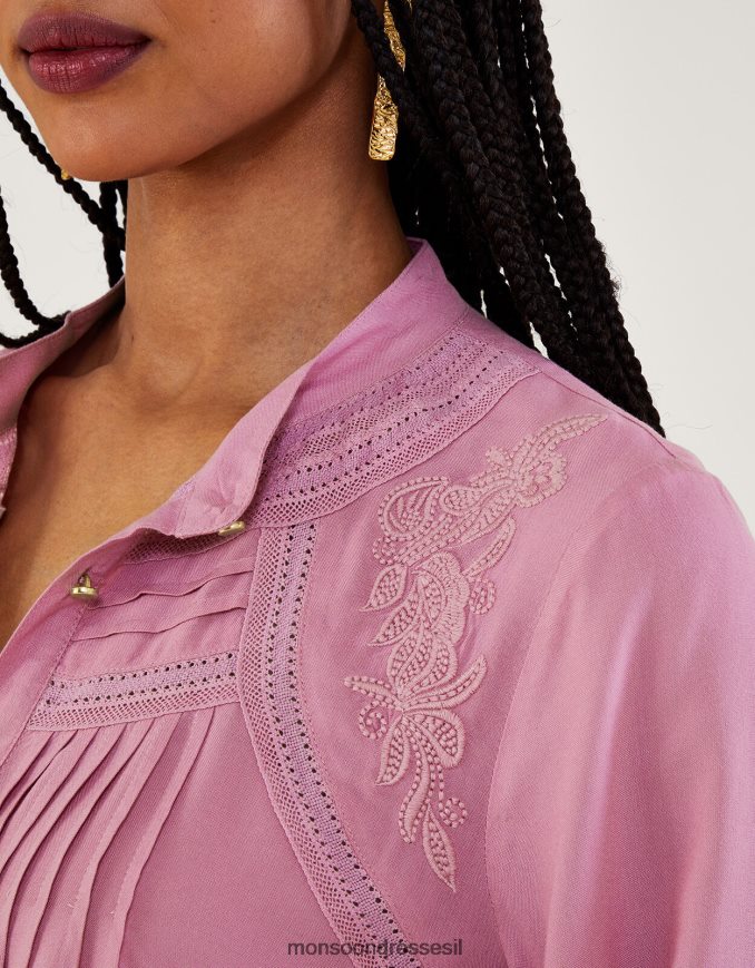 הַלבָּשָׁה Monsoon חולצת פירוט תחרה סגול (לילך) נשים HTJ0TZ163