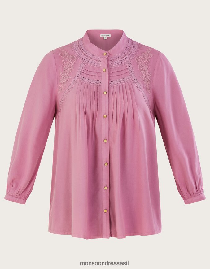 הַלבָּשָׁה Monsoon חולצת פירוט תחרה סגול (לילך) נשים HTJ0TZ163