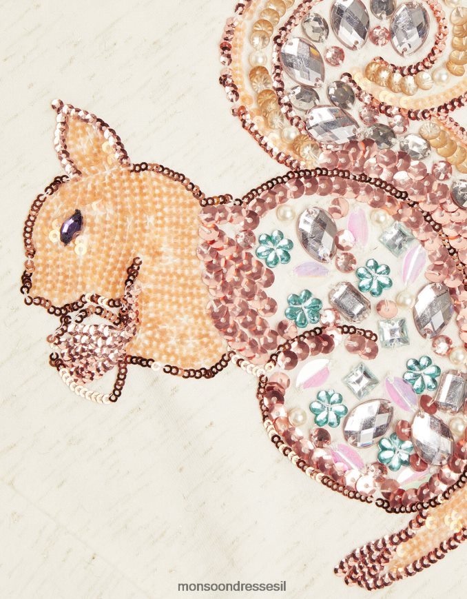 הַלבָּשָׁה Monsoon חולצת טריקו עם שרוולים ארוכים של סנאי שֶׁנהָב ילדה HTJ0TZ1642