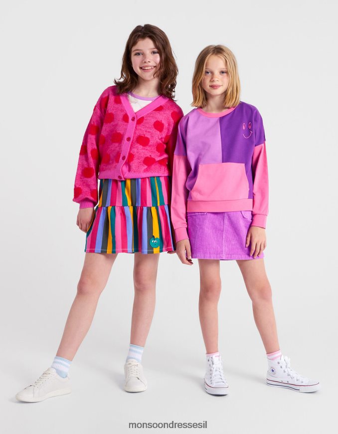 הַלבָּשָׁה Monsoon חולצת זיעה בלוק צבעוני וָרוֹד יְלָדִים HTJ0TZ1644