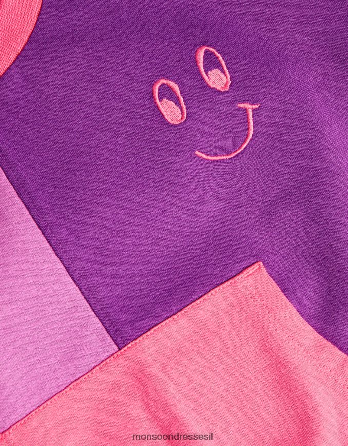 הַלבָּשָׁה Monsoon חולצת זיעה בלוק צבעוני וָרוֹד יְלָדִים HTJ0TZ1644