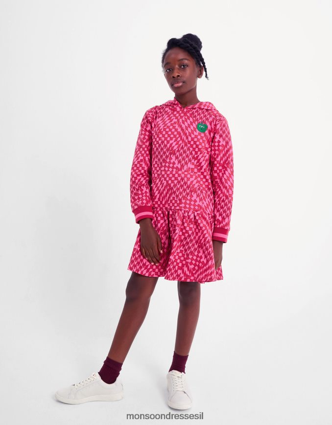 הַלבָּשָׁה Monsoon שמלת סקייטר עם קפוצ'ון אָדוֹם ילדה HTJ0TZ1655