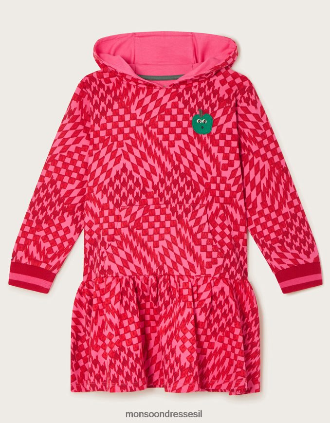 הַלבָּשָׁה Monsoon שמלת סקייטר עם קפוצ'ון אָדוֹם ילדה HTJ0TZ1655