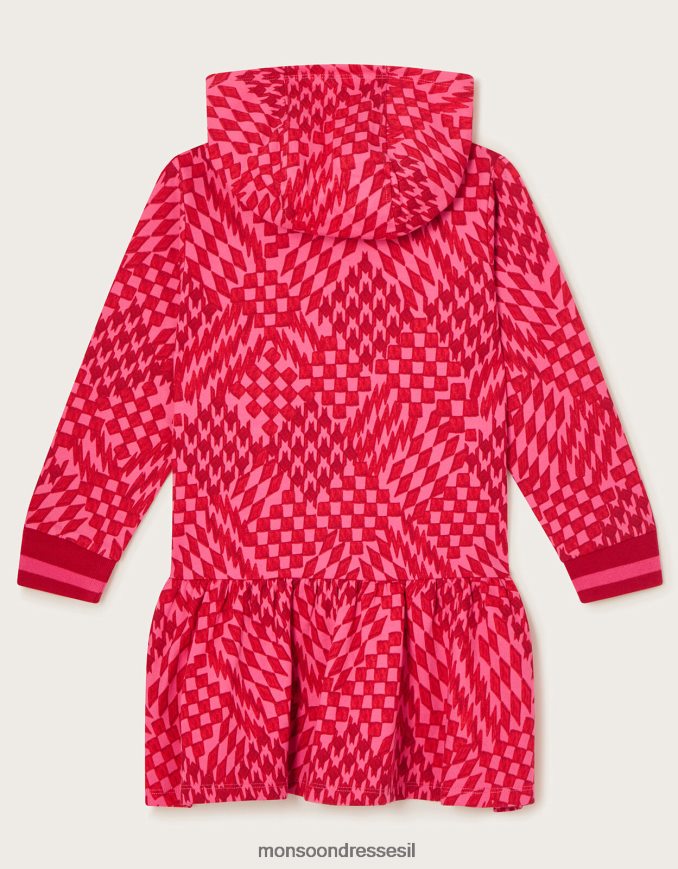 הַלבָּשָׁה Monsoon שמלת סקייטר עם קפוצ'ון אָדוֹם ילדה HTJ0TZ1655