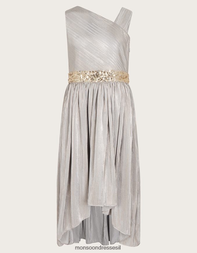 הַלבָּשָׁה Monsoon שמלת נשף אסימטרית בנייר כסף אפור ילדה HTJ0TZ1659