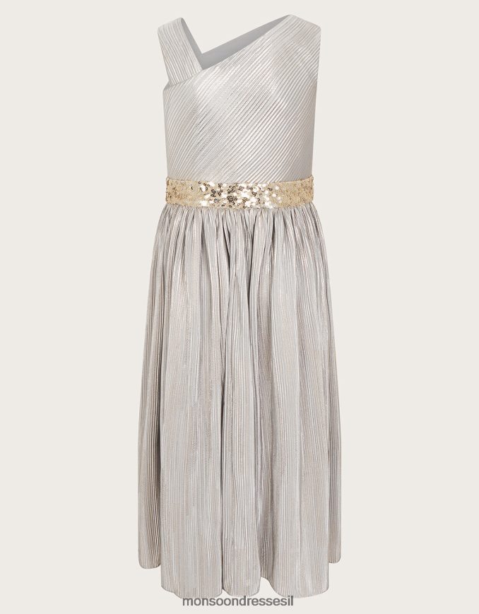 הַלבָּשָׁה Monsoon שמלת נשף אסימטרית בנייר כסף אפור ילדה HTJ0TZ1659