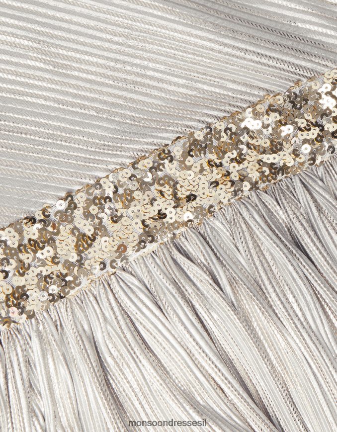 הַלבָּשָׁה Monsoon שמלת נשף אסימטרית בנייר כסף אפור ילדה HTJ0TZ1659