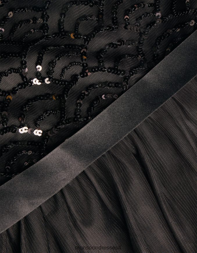 הַלבָּשָׁה Monsoon שמלת נשף אמת דקו נצנצים שָׁחוֹר ילדה HTJ0TZ1662