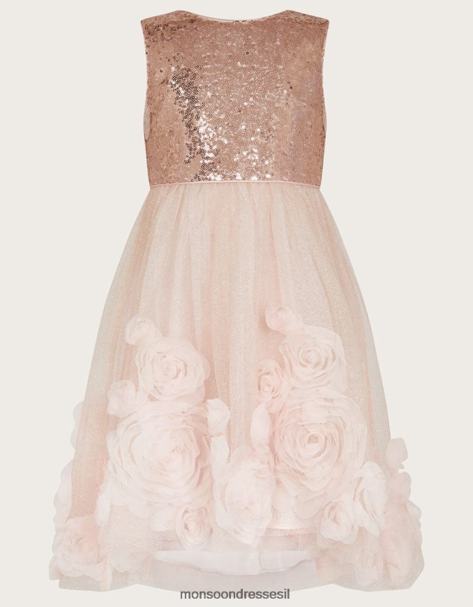 הַלבָּשָׁה Monsoon שמלת ורדים תלת מימדית של ארבלה ורוד (ורוד כהה) ילדה HTJ0TZ1665