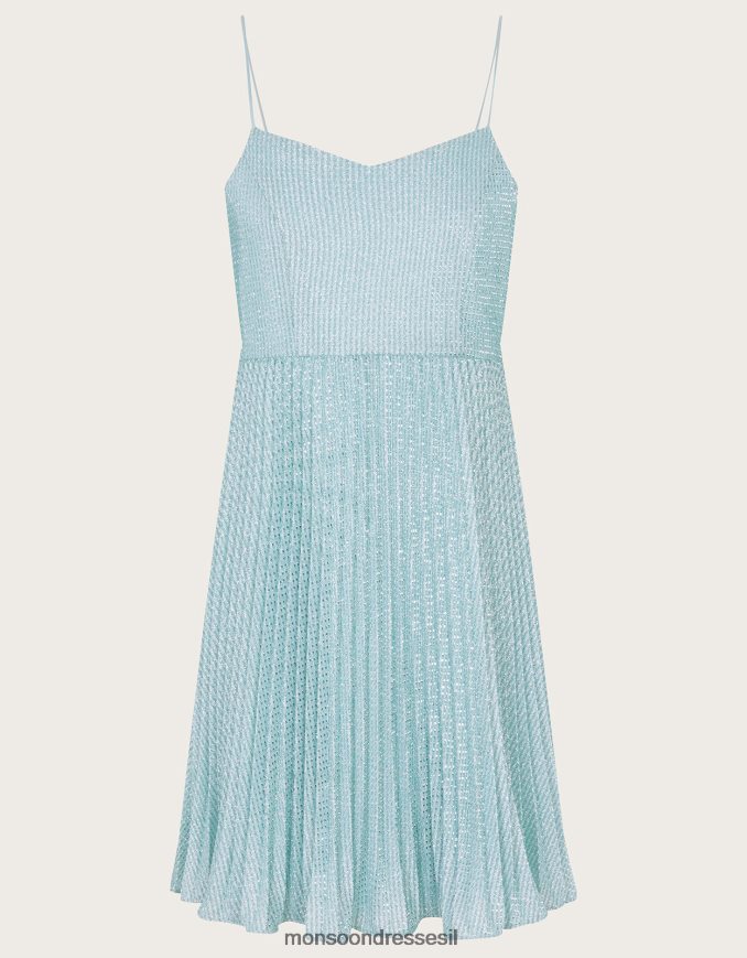 הַלבָּשָׁה Monsoon שמלת נשף עם קפלים נוצצת כְּחוֹל ילדה HTJ0TZ1666