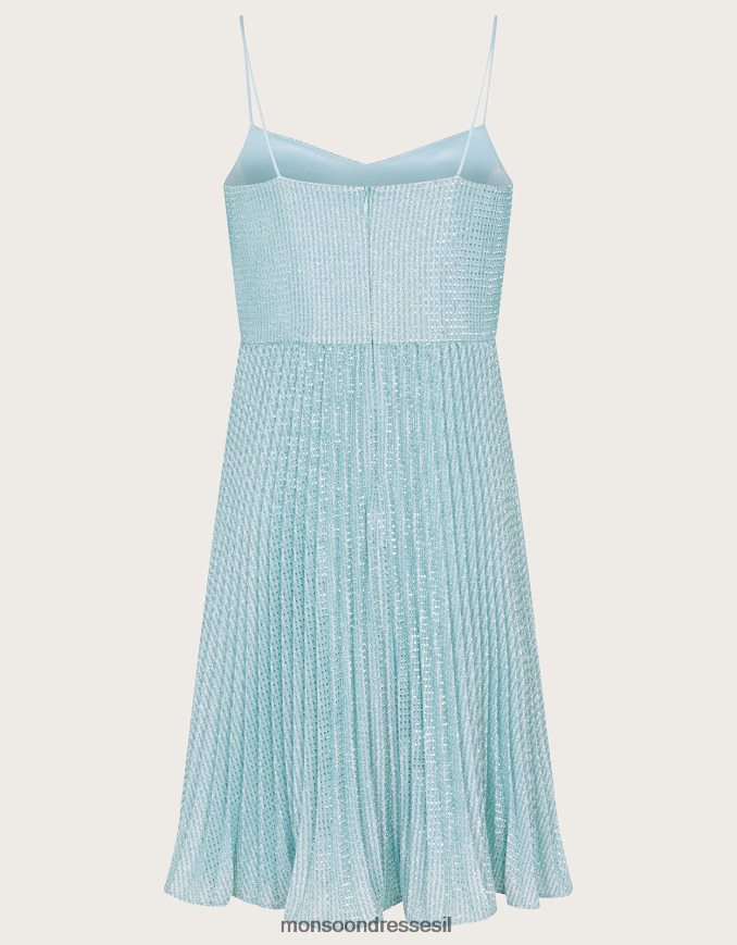 הַלבָּשָׁה Monsoon שמלת נשף עם קפלים נוצצת כְּחוֹל ילדה HTJ0TZ1666