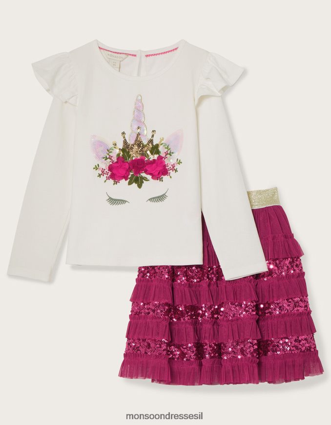 הַלבָּשָׁה Monsoon סט חצאית חצאית חד קרן וחצאית ורוד (ורוד בהיר) ילדה HTJ0TZ1668