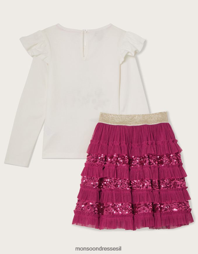 הַלבָּשָׁה Monsoon סט חצאית חצאית חד קרן וחצאית ורוד (ורוד בהיר) ילדה HTJ0TZ1668