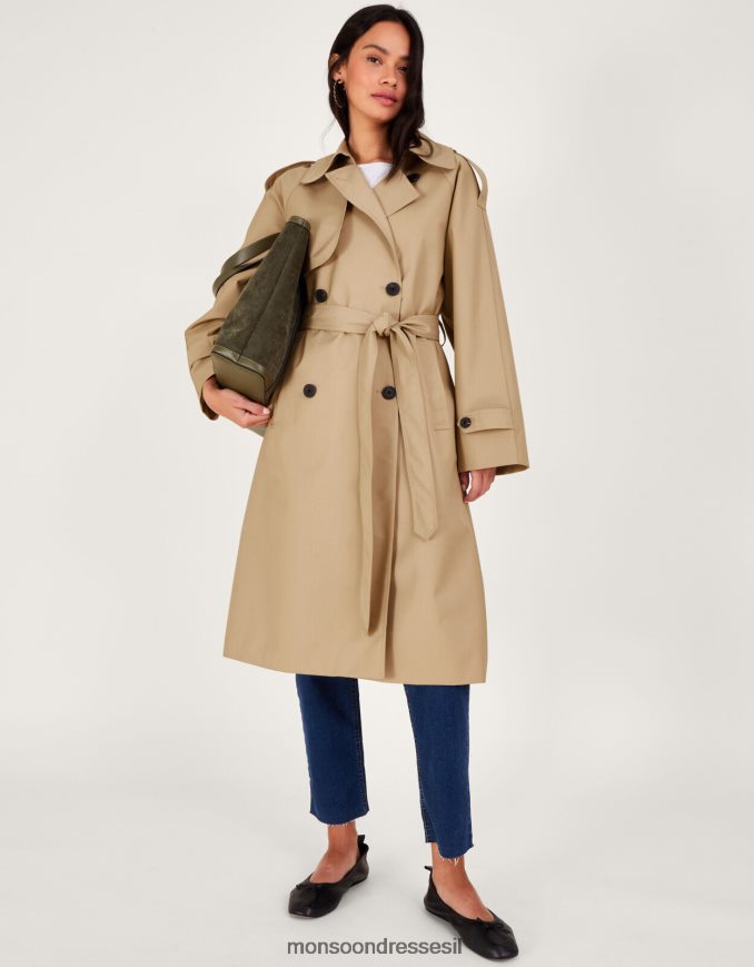 הַלבָּשָׁה Monsoon מעיל גשם מידי גָמָל נשים HTJ0TZ166