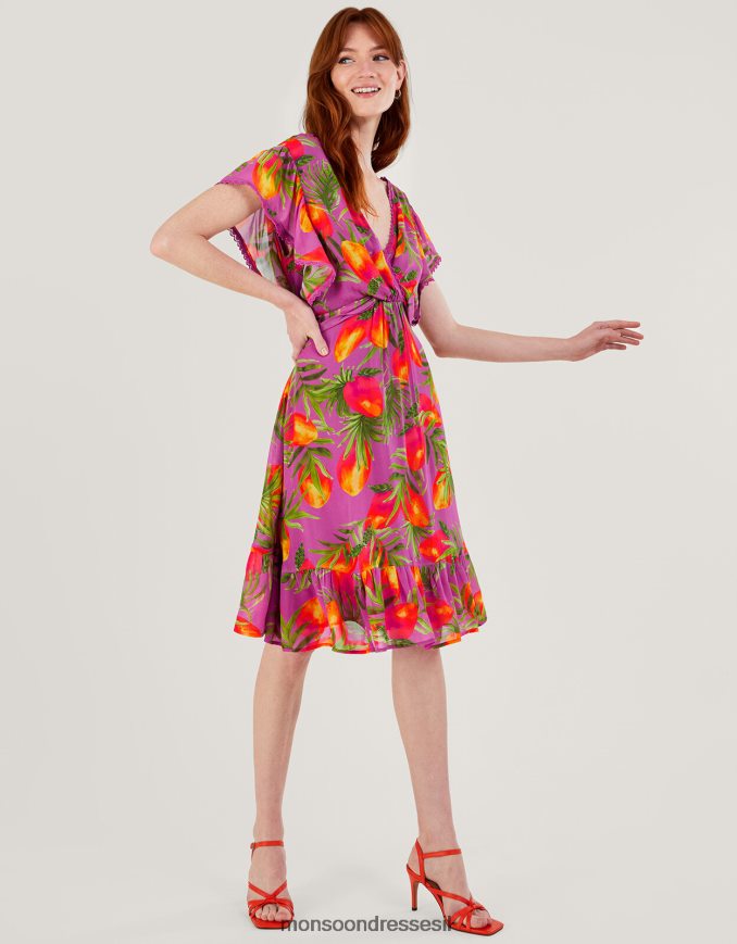 הַלבָּשָׁה Monsoon שמלת אטיאנה בהדפס ויסקוזה בר-קיימא סָגוֹל נשים HTJ0TZ167