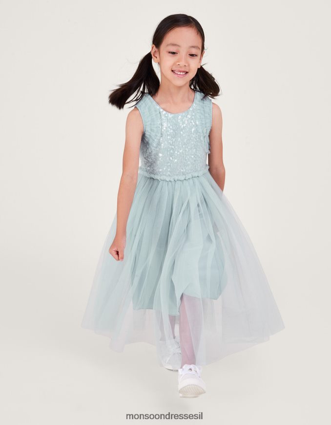 הַלבָּשָׁה Monsoon שמלת מלמלה עם פאייטים של פריסילה כְּחוֹל ילדה HTJ0TZ1671