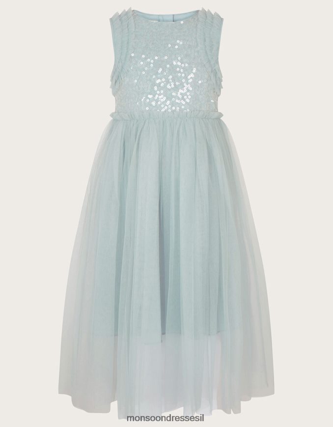 הַלבָּשָׁה Monsoon שמלת מלמלה עם פאייטים של פריסילה כְּחוֹל ילדה HTJ0TZ1671