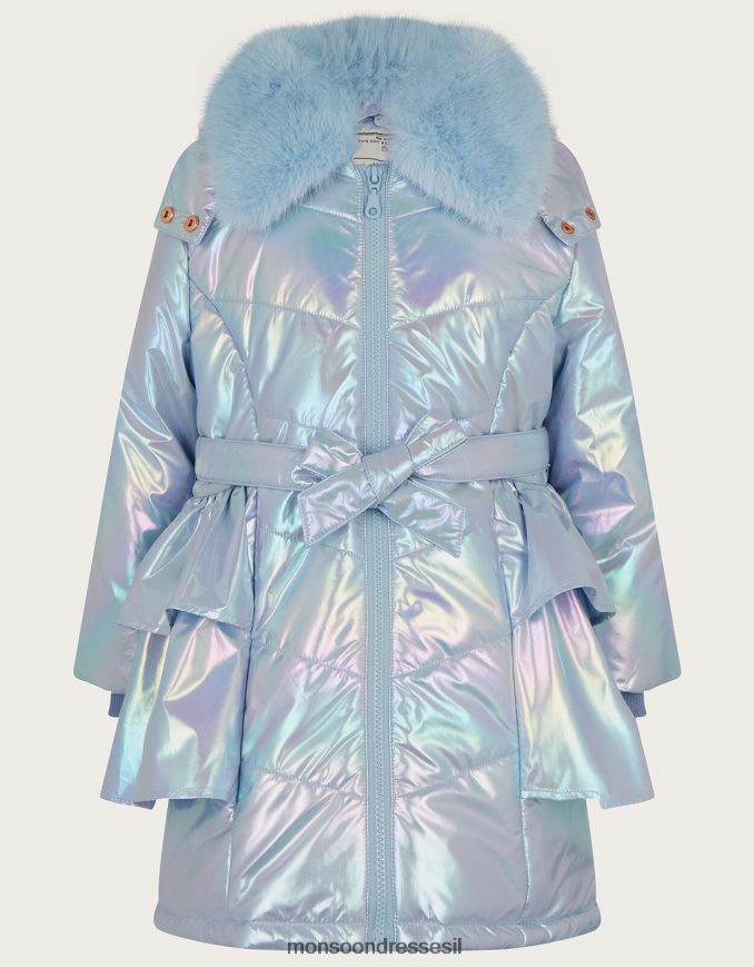 הַלבָּשָׁה Monsoon מעיל מרופד סלסול מתכתי כחול (כחול בהיר) ילדה HTJ0TZ1677