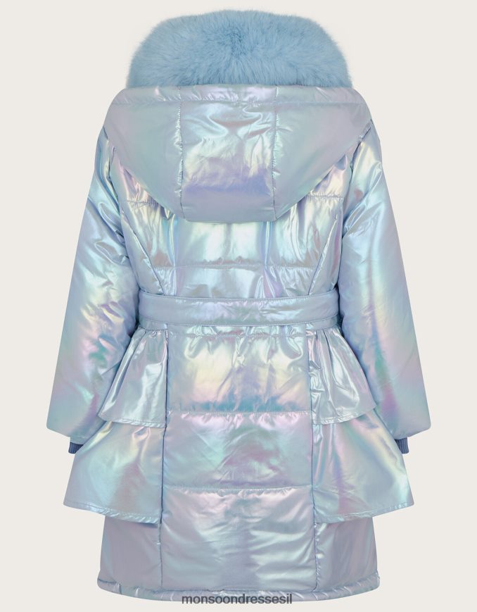 הַלבָּשָׁה Monsoon מעיל מרופד סלסול מתכתי כחול (כחול בהיר) ילדה HTJ0TZ1677
