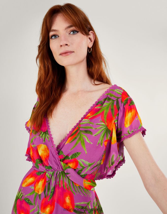 הַלבָּשָׁה Monsoon שמלת אטיאנה בהדפס ויסקוזה בר-קיימא סָגוֹל נשים HTJ0TZ167