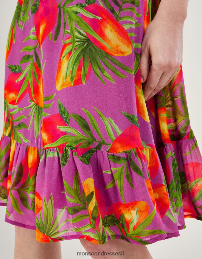 הַלבָּשָׁה Monsoon שמלת אטיאנה בהדפס ויסקוזה בר-קיימא סָגוֹל נשים HTJ0TZ167