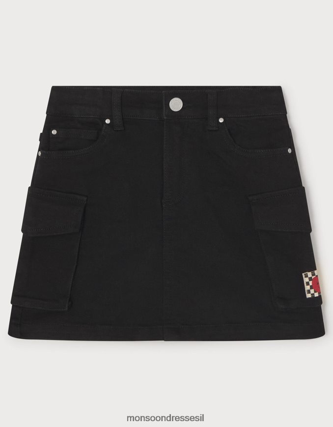 הַלבָּשָׁה Monsoon חצאית מיני ג'ינס שָׁחוֹר ילדה HTJ0TZ1684