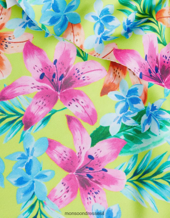 הַלבָּשָׁה Monsoon בגד ים טרופי עם כתף אחת ירוק (ליים) ילדה HTJ0TZ1688