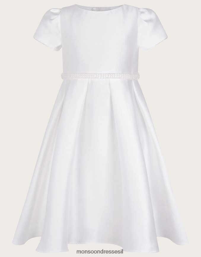 הַלבָּשָׁה Monsoon שמלת דוכסית הנרייטה בחגורת פנינה שֶׁנהָב ילדה HTJ0TZ1689