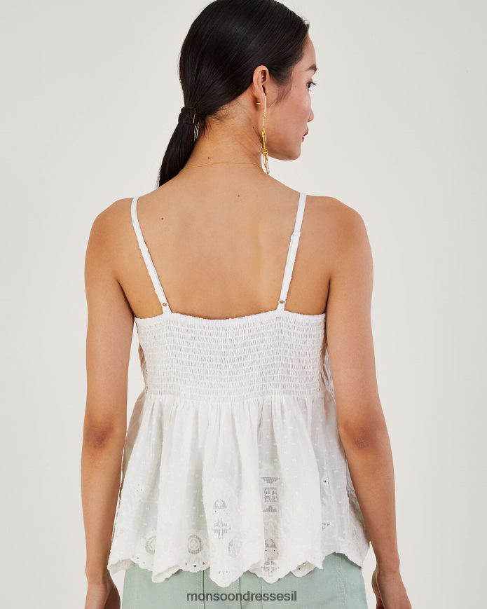 הַלבָּשָׁה Monsoon ראש קאמי רקום עם קצה צדפה איכותי לבן נשים HTJ0TZ168