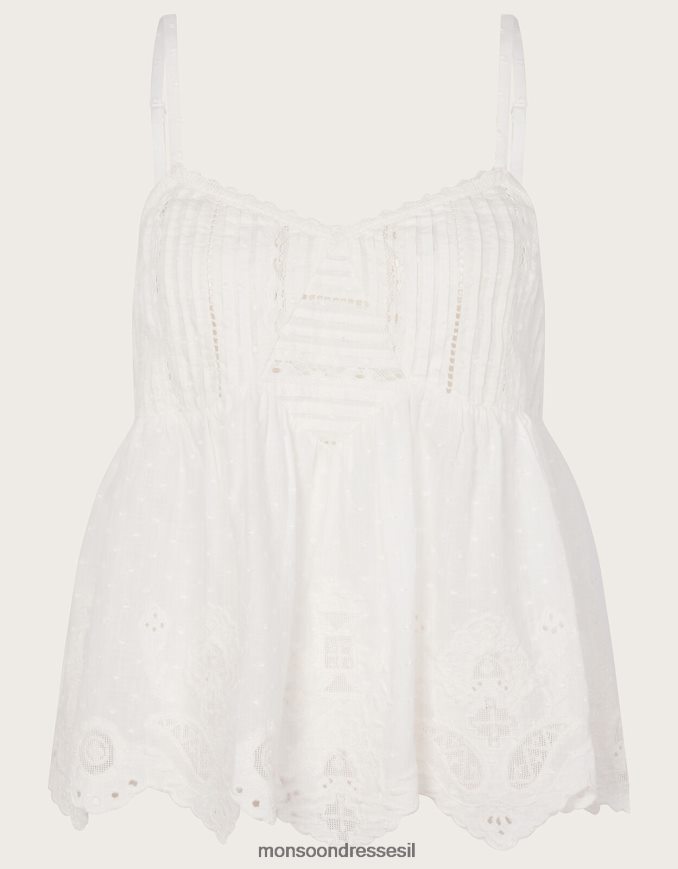 הַלבָּשָׁה Monsoon ראש קאמי רקום עם קצה צדפה איכותי לבן נשים HTJ0TZ168