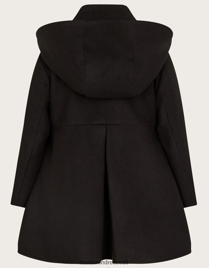 הַלבָּשָׁה Monsoon מעיל ברדס צווארון שָׁחוֹר ילדה HTJ0TZ1690