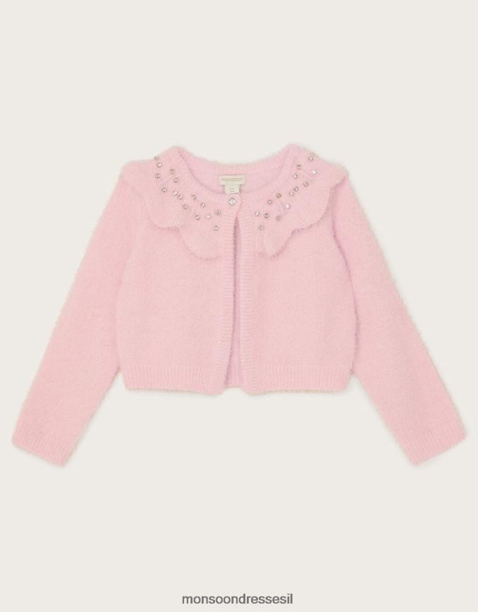 הַלבָּשָׁה Monsoon קרדיגן בולרו עם צווארון חן רך וָרוֹד ילדה HTJ0TZ1692