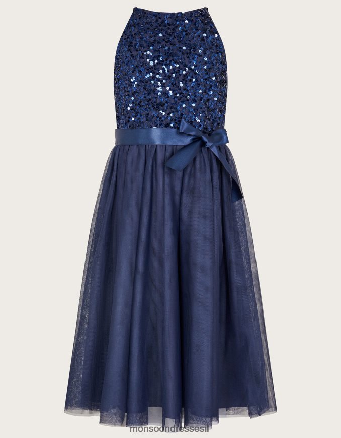 הַלבָּשָׁה Monsoon שמלת אירוע נצנצים של אמת כחול (צי) ילדה HTJ0TZ1694