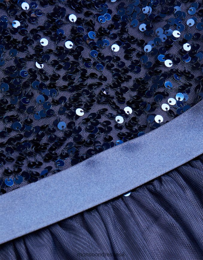 הַלבָּשָׁה Monsoon שמלת אירוע נצנצים של אמת כחול (צי) ילדה HTJ0TZ1694