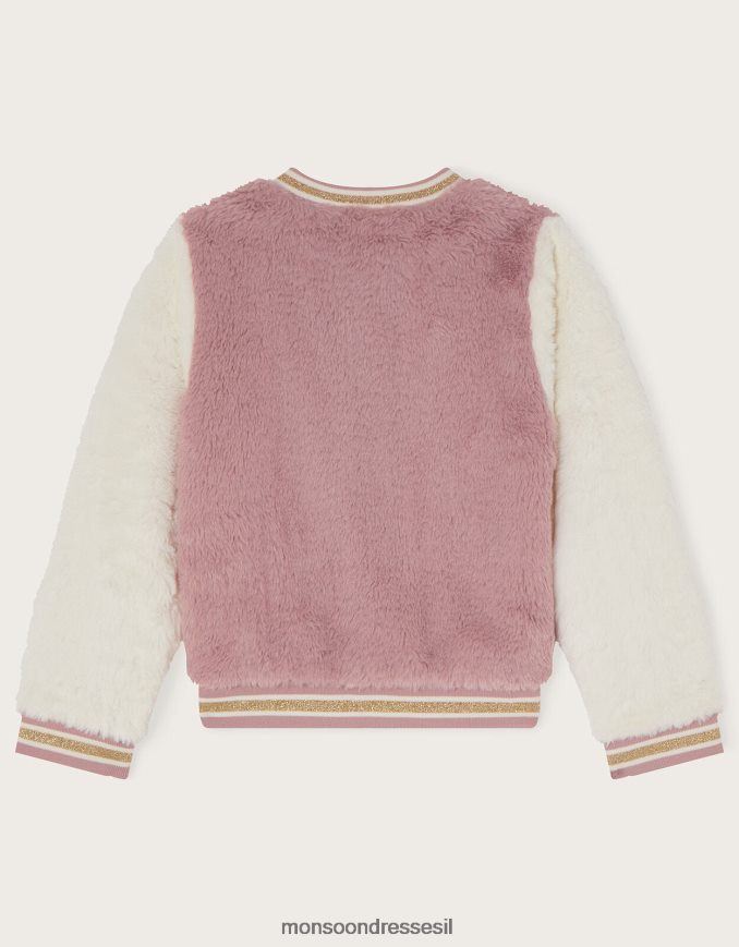 הַלבָּשָׁה Monsoon ז'קט בומבר לאוניברסיטה מפרווה מלאכותית וָרוֹד ילדה HTJ0TZ1695