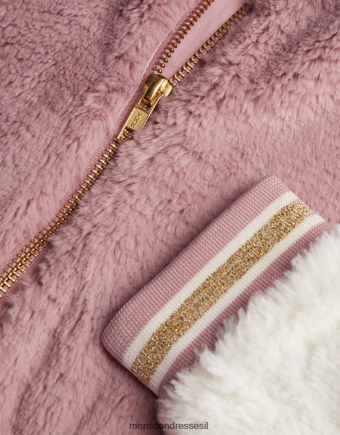 הַלבָּשָׁה Monsoon ז'קט בומבר לאוניברסיטה מפרווה מלאכותית וָרוֹד ילדה HTJ0TZ1695