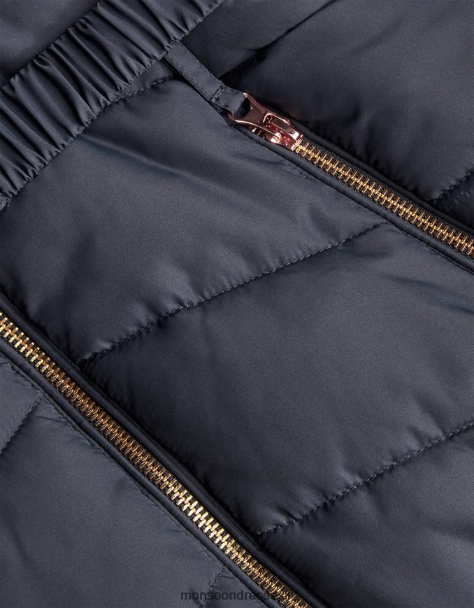 הַלבָּשָׁה Monsoon מעיל פרווה מלאכותית חגורה כחול (צי) ילדה HTJ0TZ1698