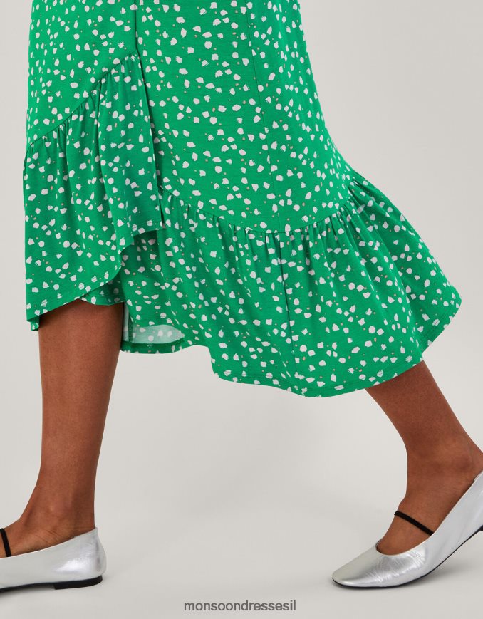 הַלבָּשָׁה Monsoon שמלת מעטפת נקודתית ירוק נשים HTJ0TZ169