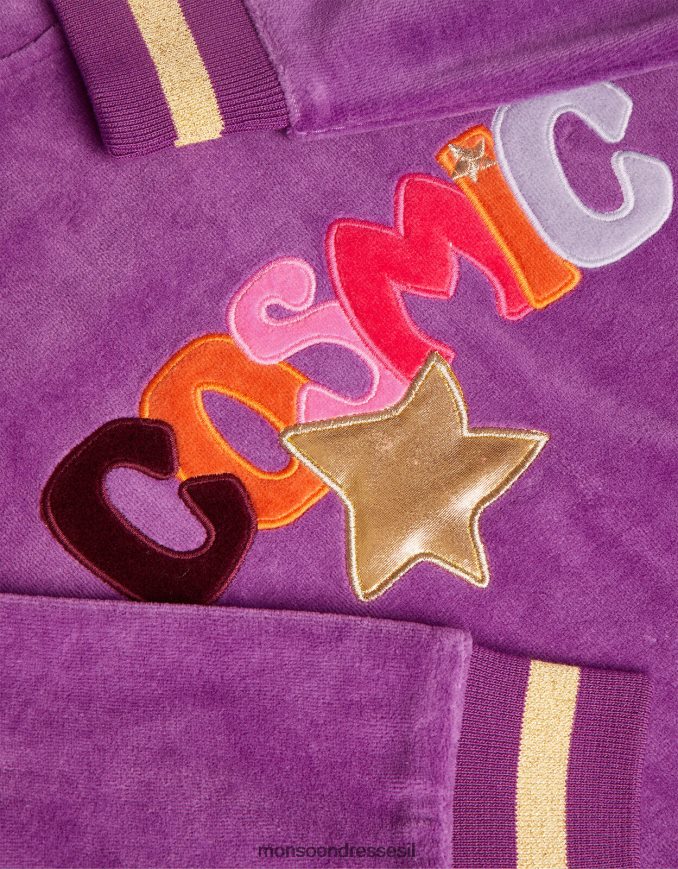 הַלבָּשָׁה Monsoon ז'קט בומבר רוכסן מקטיפה קוסמית סָגוֹל ילדה HTJ0TZ1704