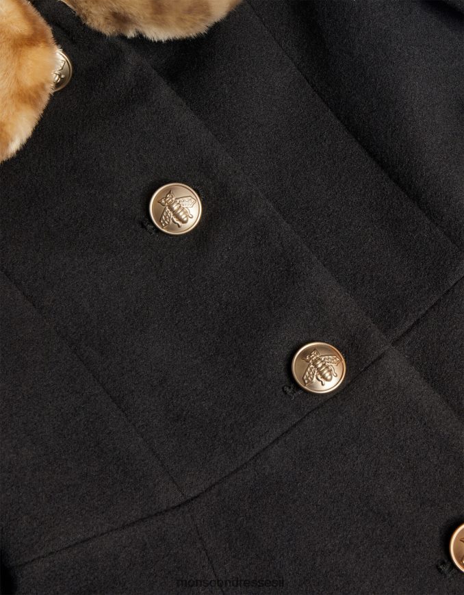 הַלבָּשָׁה Monsoon מעיל צווארון פרווה מלאכותית שָׁחוֹר ילדה HTJ0TZ1709