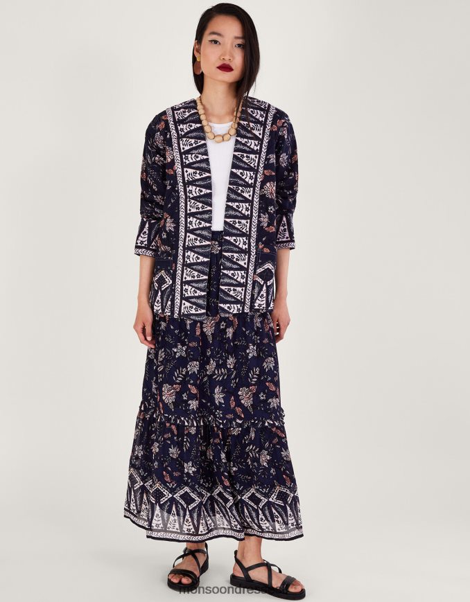 הַלבָּשָׁה Monsoon ז'קט בהדפס מקצה לקצה כחול (צי) נשים HTJ0TZ170