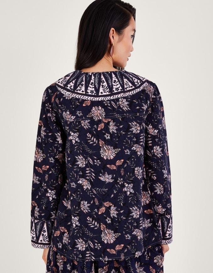 הַלבָּשָׁה Monsoon ז'קט בהדפס מקצה לקצה כחול (צי) נשים HTJ0TZ170